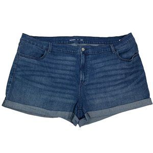 Old Navy WOW Jean Shorts Plus Sz 24 Blue Mid Rise Cuffed Denim Stretch Shortie